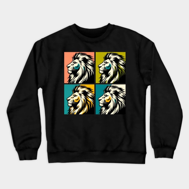 Bold Pop Art Lion Print - Add a Roaring Splash of Color to Your Space! Crewneck Sweatshirt by PawPopArt